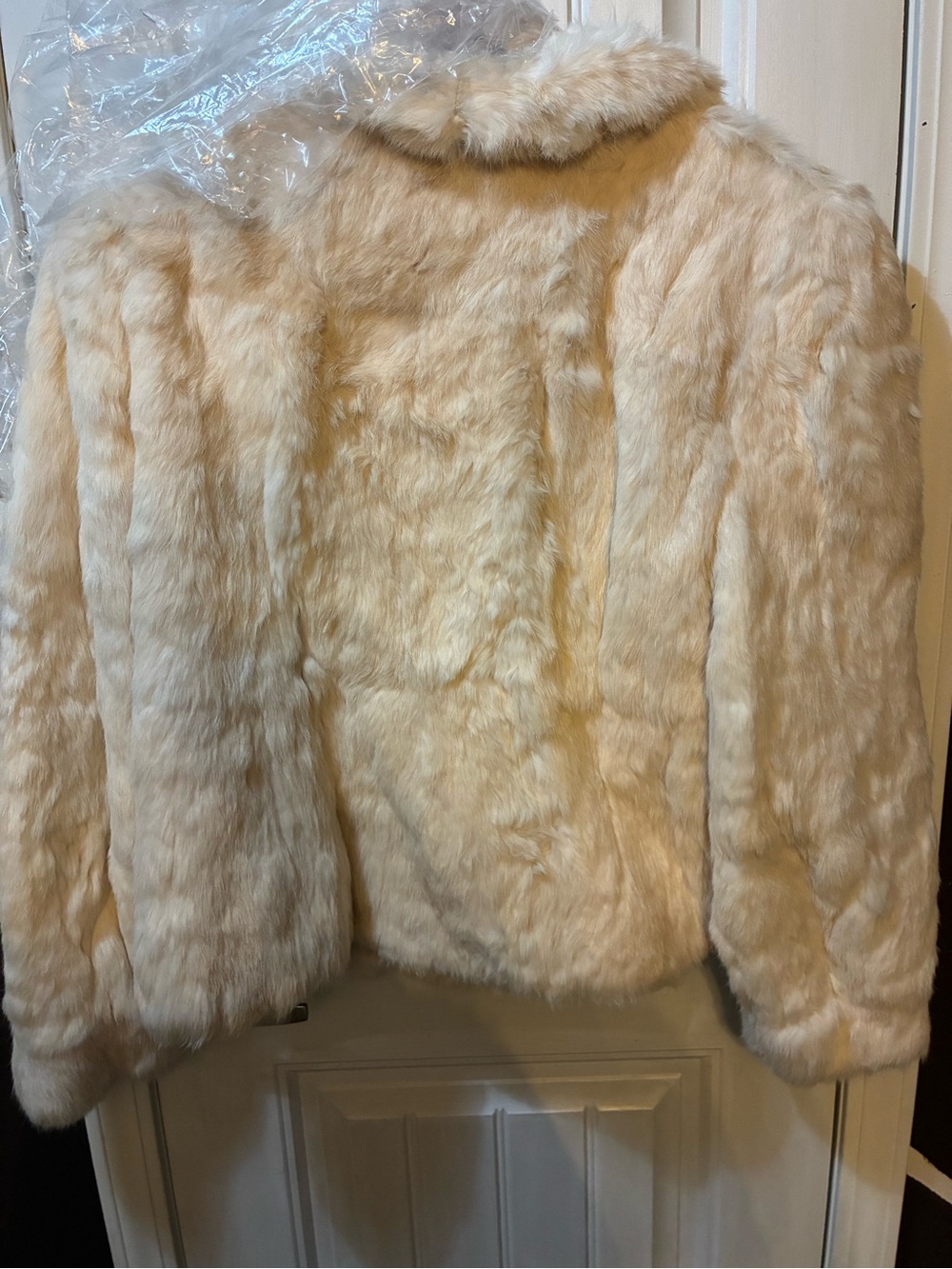 Women’s Cream Rabbit Fur Jacket - Picture 4 of 6